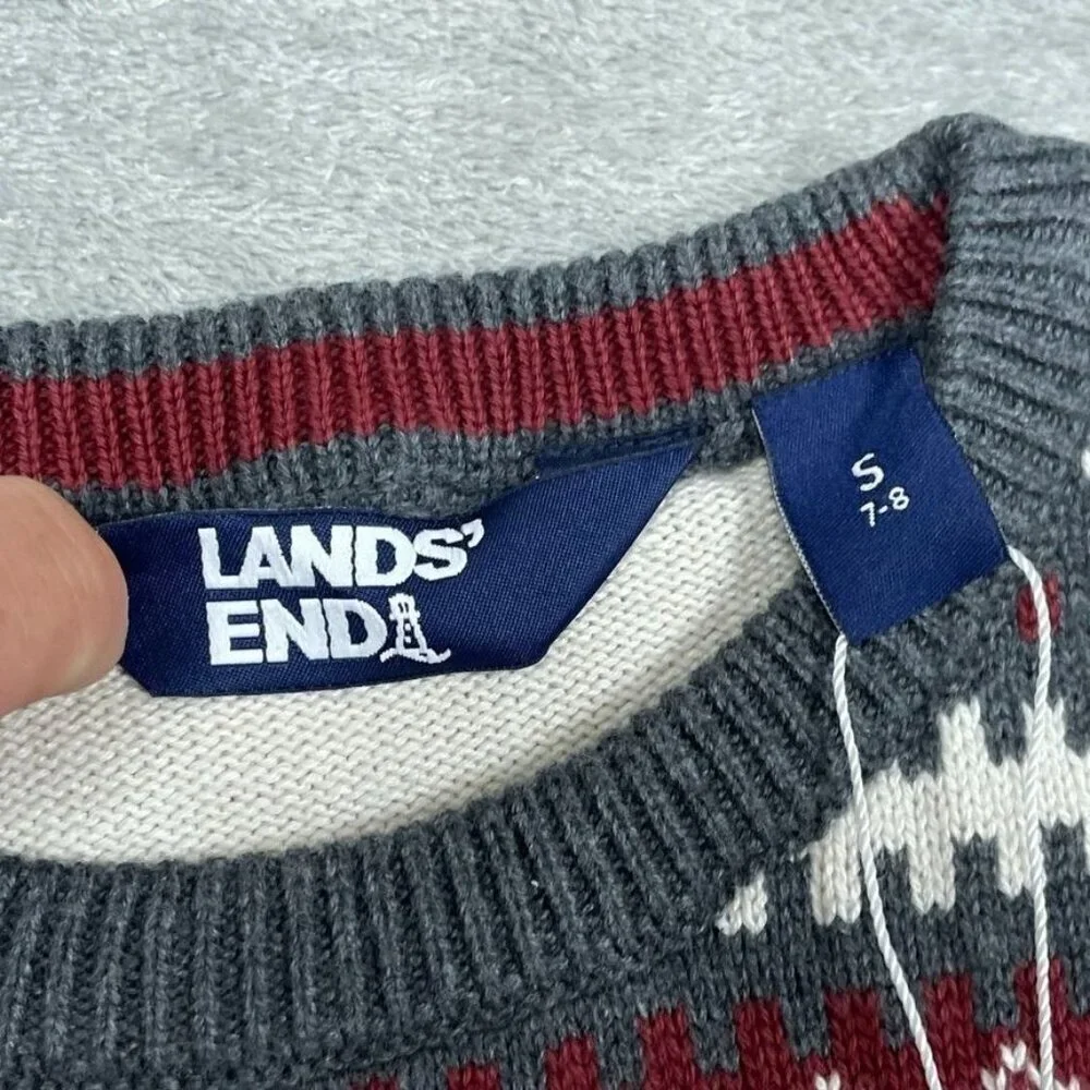 Lands End Family Holiday Sweater Kids Size S 7/8 Winter Fair Isle a0784